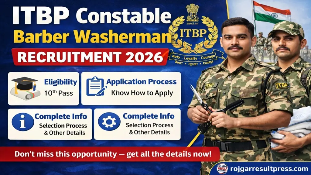 ITBP Constable Barber Washerman Recruitment 2026 Apply Online, Last Date, Vacancy Details