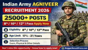 Indian Army Agniveer Recruitment 2026: 25000+ पदों पर भर्ती, 8वीं/10वीं/12वीं पास करें आवेदन Indian Army Agniveer Recruitment 2026: 25000+ पदों पर भर्ती, 8वीं/10वीं/12वीं पास करें आवेदन