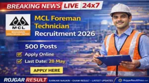 MCL Foreman Technician Recruitment 2026: 500 Posts Apply Online, Last Date 28 May