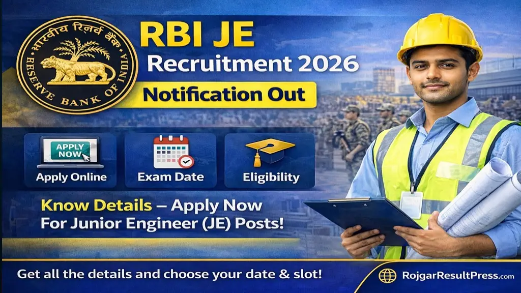 RBI JE Recruitment 2026 Notification Out, Apply Online, Exam Date, Eligibility