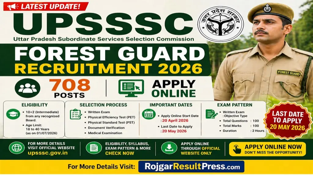 UPSSSC Forest Guard Recruitment 2026 Apply Online – 708 Posts, Eligibility, Last Date