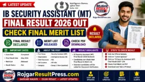 IB Security Assistant (MT) Final Result 2026 Out – Check Final Merit List IB Security Assistant (MT) Final Result 2026 Out – Check Final Merit List
