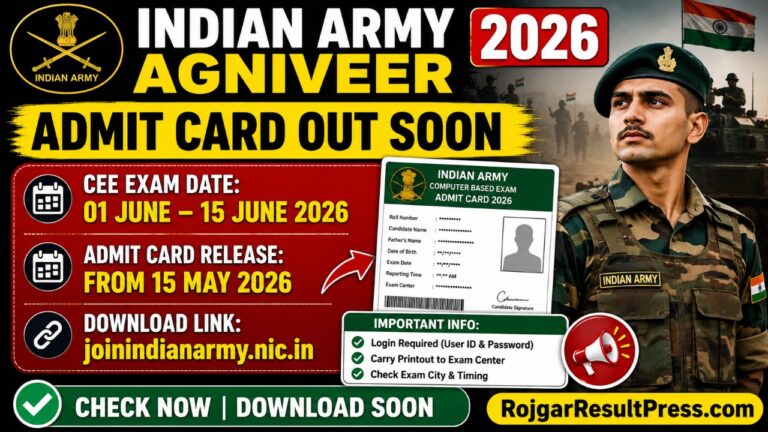 Indian Army Agniveer Admit Card 2026 Download Link and Exam Date