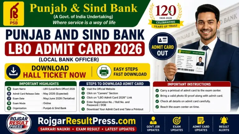 Punjab and Sind Bank LBO Admit Card 2026 Download Hall Ticket