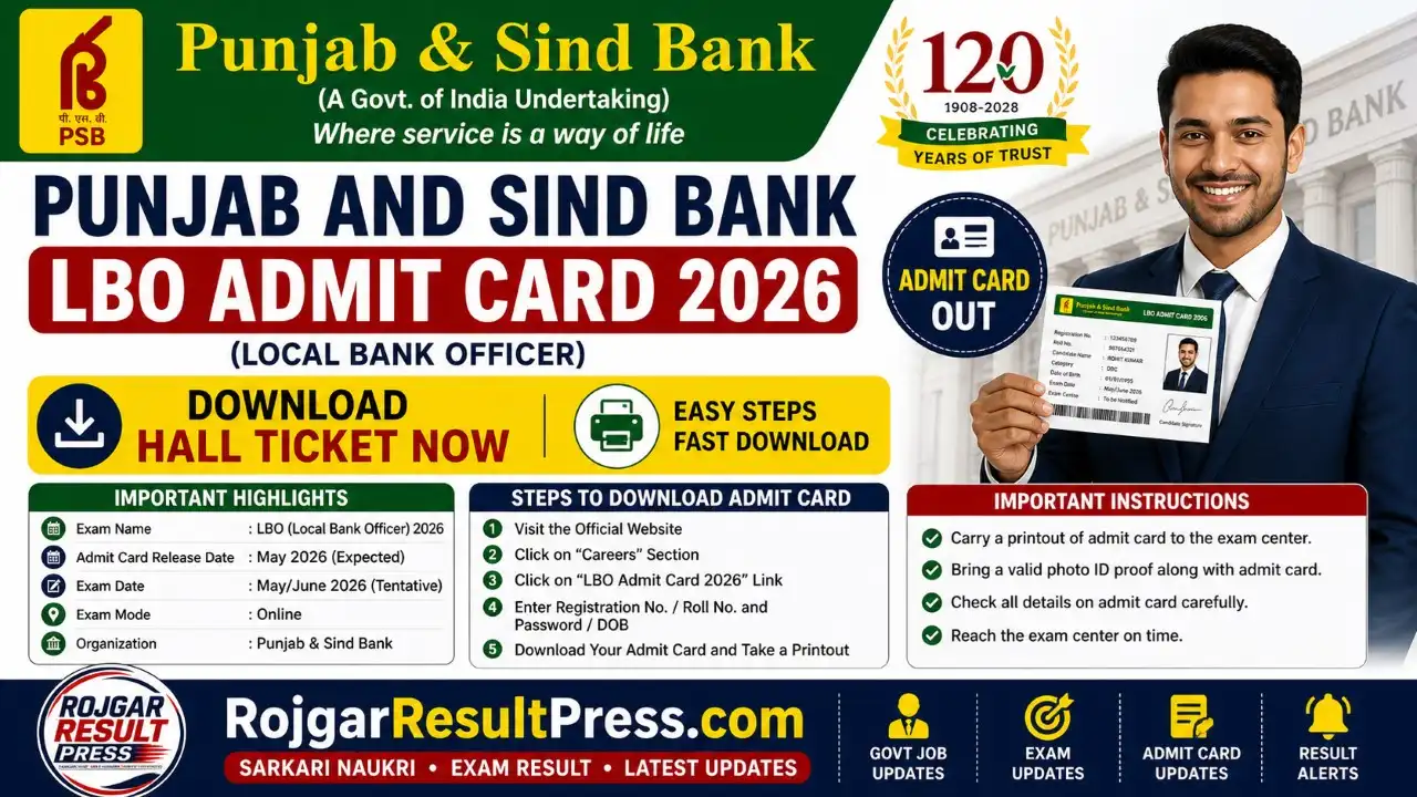 Punjab and Sind Bank LBO Admit Card 2026 Download Hall Ticket