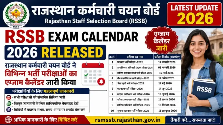 RSSB Exam Calendar 2026 PDF download