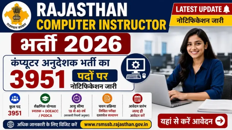RSSB Rajasthan Computer Instructor Recruitment 2026 Notification