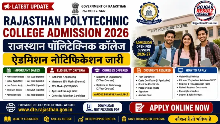 Rajasthan Polytechnic College Admission 2026 Online Form