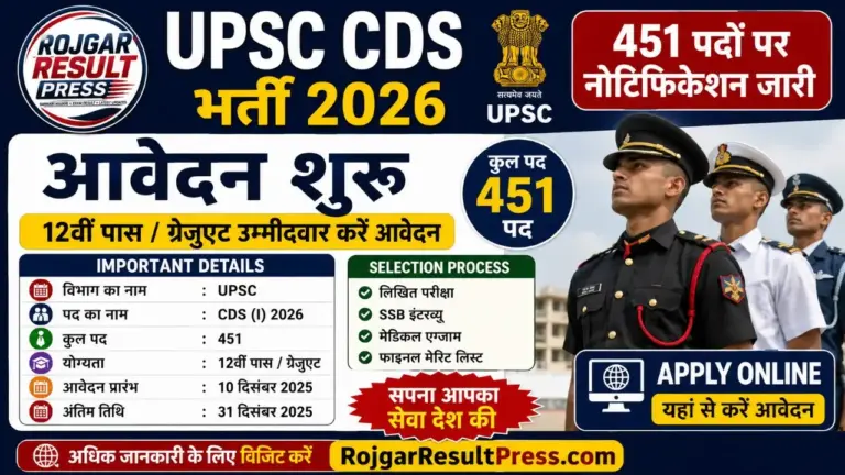 UPSC CDS Recruitment 2026 Notification PDF