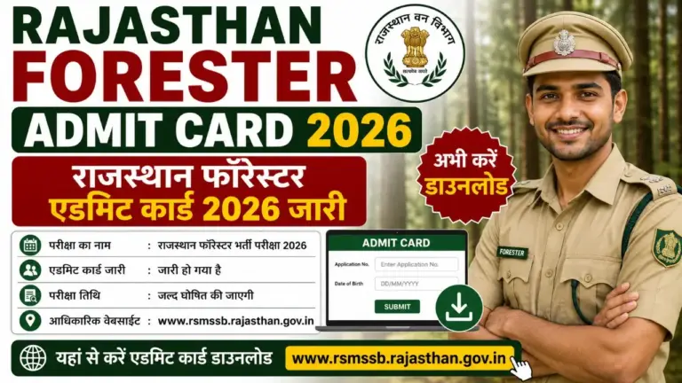 Rajasthan Forester Admit Card 2026 Download Link and Exam Date