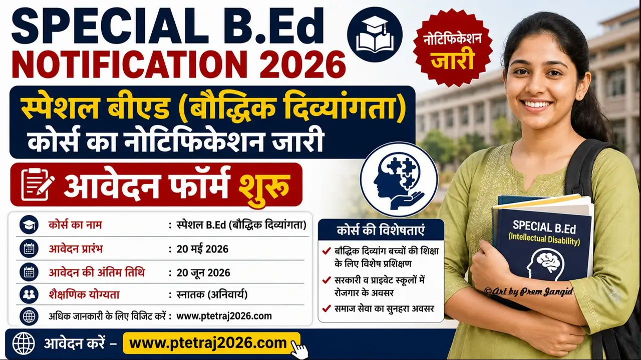 Special B.Ed Notification 2026 B.Ed Intellectual Disability Admission