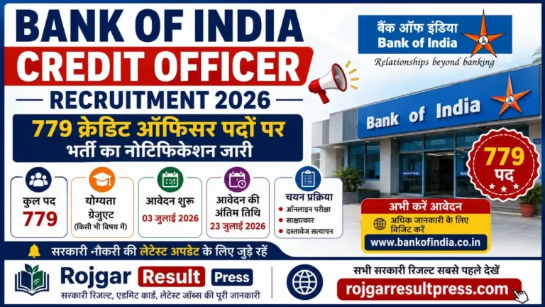 Bank of India Credit Officer Recruitment 2026 779 Posts Notification