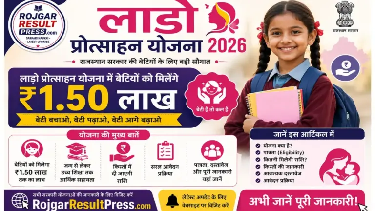 Lado Protsahan Yojana 2026 में बेटियों को ₹1.50 लाख की आर्थिक सहायता