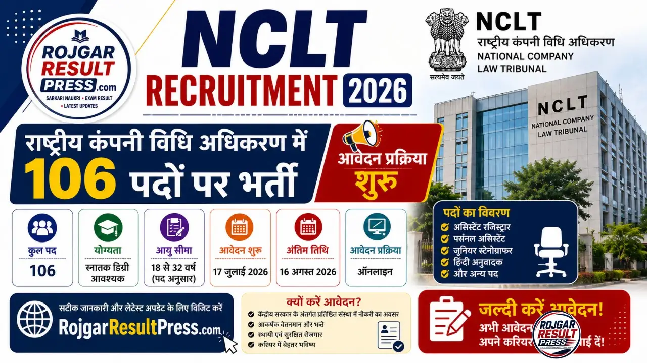 NCLT Recruitment 2026 Notification Apply Offline for 106 Posts