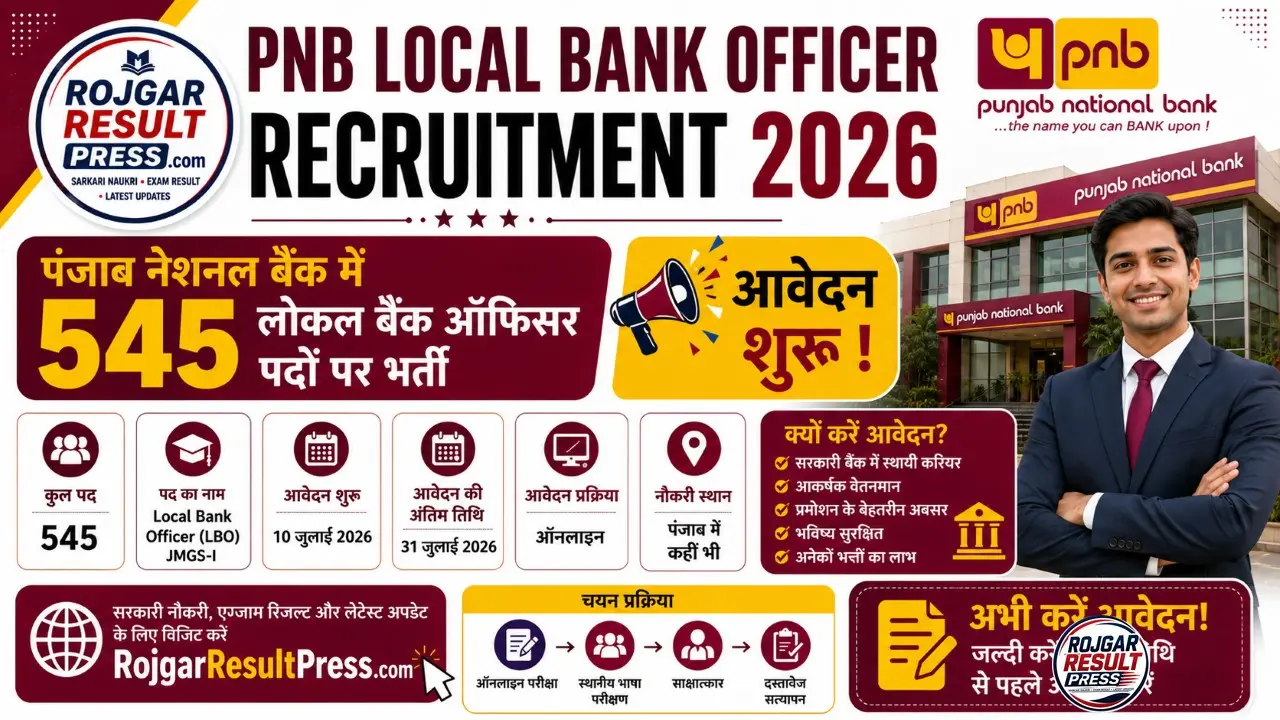 PNB Local Bank Officer Recruitment 2026 Apply Online for 545 Posts