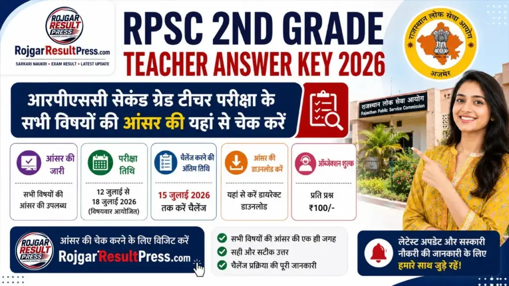RPSC 2nd Grade Teacher Answer Key 2026: आरपीएससी सेकंड ग्रेड टीचर परीक्षा के सभी विषयों की आंसर की यहां से चेक करें