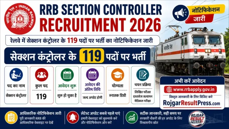 RRB Section Controller Recruitment 2026 рд░реЗрд▓рд╡реЗ рд╕реЗрдХреНрд╢рди рдХрдВрдЯреНрд░реЛрд▓рд░ 119 рдкрдж рднрд░реНрддреА рдиреЛрдЯрд┐рдлрд┐рдХреЗрд╢рди