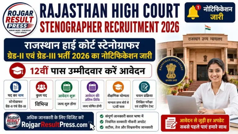 Rajasthan High Court Stenographer Recruitment 2026 Notification for Grade II and Grade III Posts