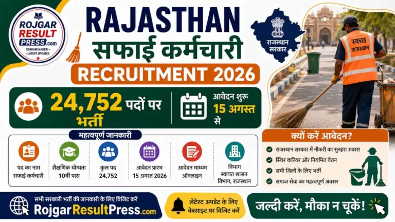 Rajasthan Safai Karmchari Recruitment 2026 के 24752 पदों पर भर्ती का आधिकारिक नोटिफिकेशन
