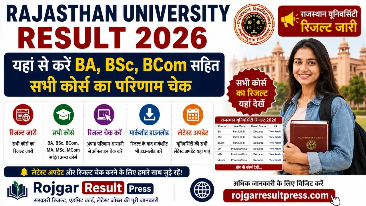 Rajasthan University Result 2026 BA BSc BCom Semester Result Released