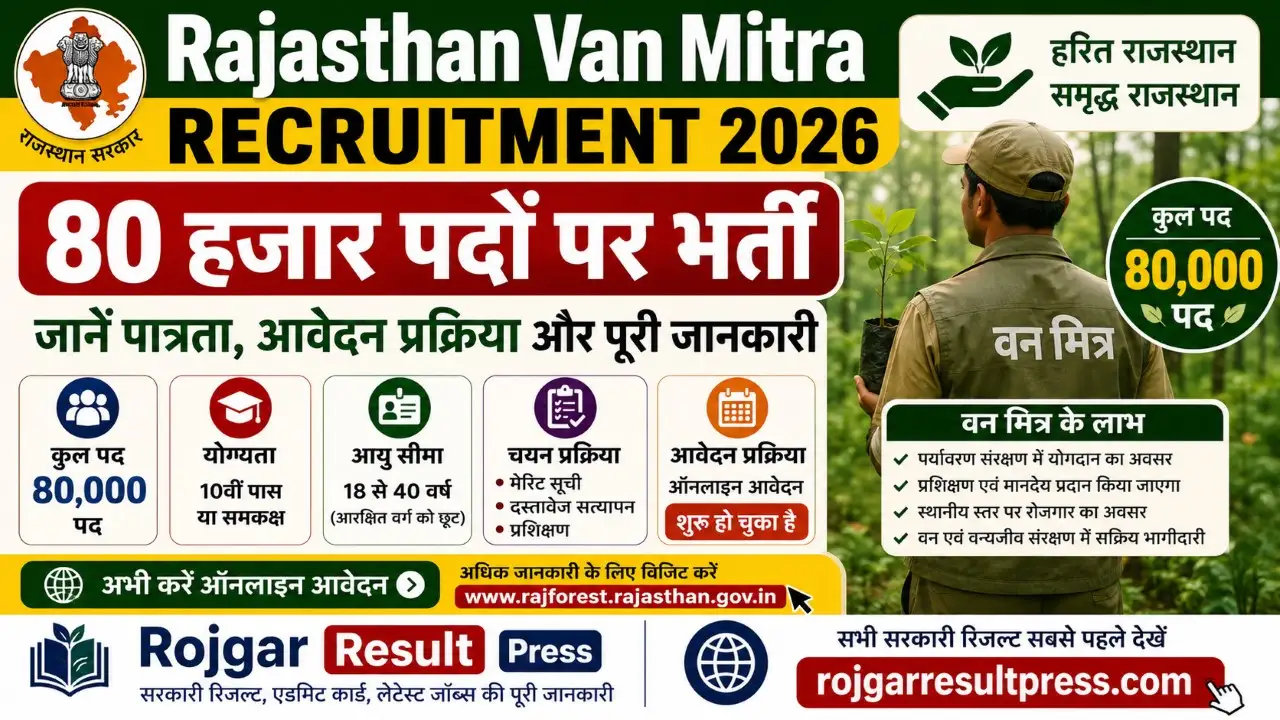 Rajasthan Van Mitra Recruitment 2026: 80000 Van Mitra Registration, Eligibility & Application Form