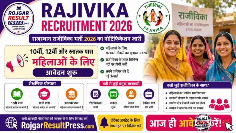 Rajivika Recruitment 2026 Rajasthan SHG Women Recruitment Notification