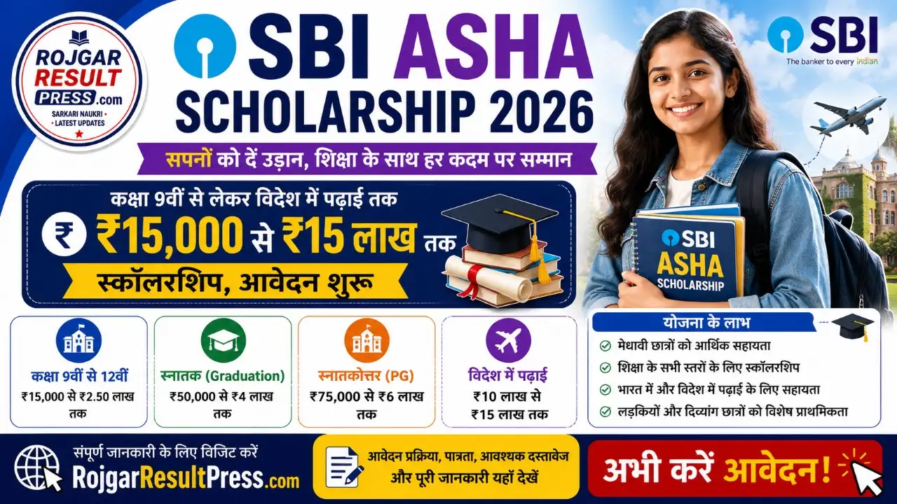 SBI Asha Scholarship 2026 Online Apply Scholarship up to ₹15 Lakh