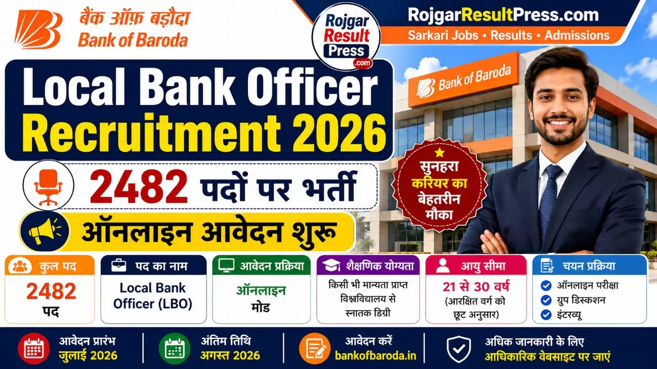Bank of Baroda Local Bank Officer Recruitment 2026 2482 Posts