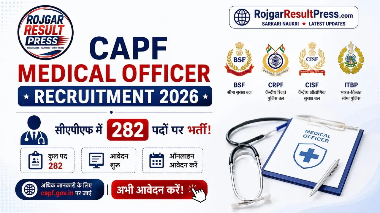 CAPF Medical Officer Recruitment 2026 282 Vacancy