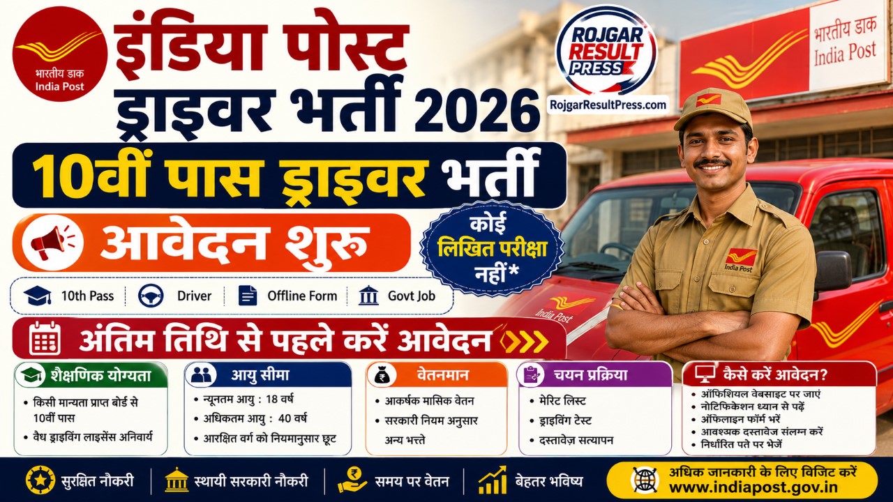 India Post Staff Car Driver Recruitment 2026 notification released for 11 Staff Car Driver posts offline application