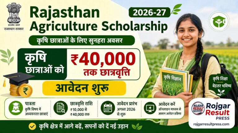 Rajasthan Agriculture Scholarship 2026-27 में ₹40,000 तक छात्रवृत्ति
