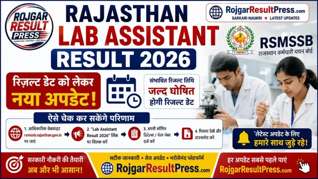 Rajasthan Lab Assistant Result 2026: रिजल्ट डेट को लेकर नया अपडेट, ऐसे चेक कर सकेंगे परिणाम