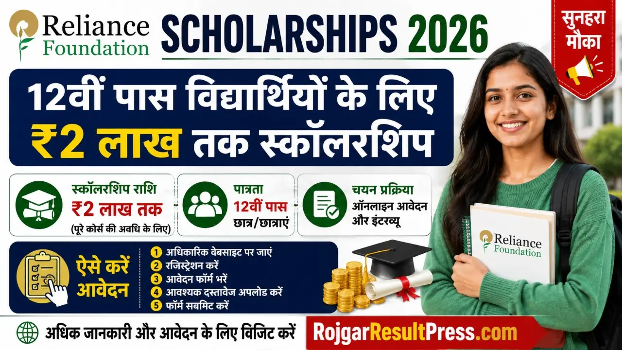 Reliance Foundation Scholarships 2026 12वीं पास छात्रों के लिए ₹2 लाख तक स्कॉलरशिप