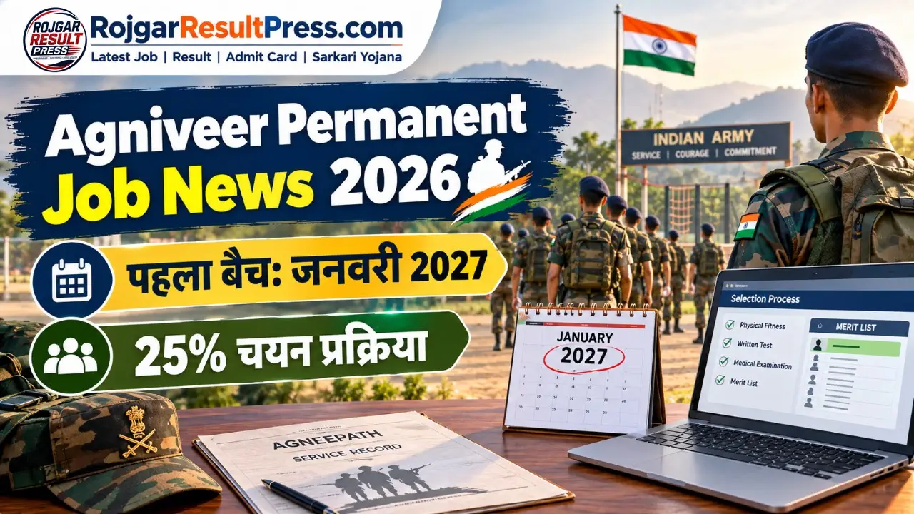 Agniveer Permanent Job Latest News 2026: पहले बैच की सेवा जनवरी में होगी पूरी, 25% अग्निवीरों के चयन की तैयारी