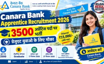 Canara Bank Apprentice Recruitment 2026: 3500 अप्रेंटिस पदों पर भर्ती, ग्रेजुएट युवाओं के लिए मौका