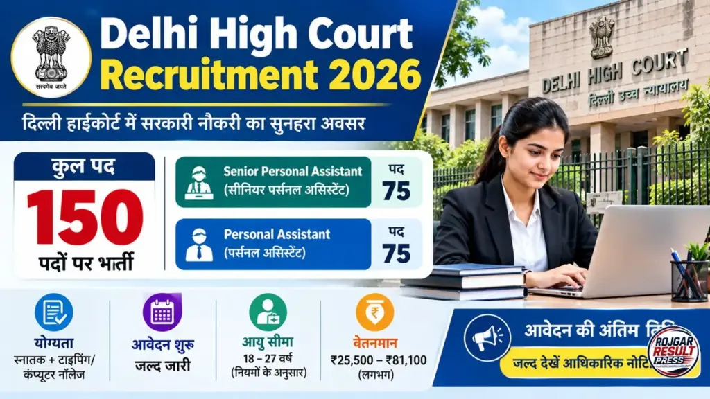 Delhi High Court Recruitment 2026: सीनियर पर्सनल असिस्टेंट और पर्सनल असिस्टेंट के 150 पदों पर भर्ती