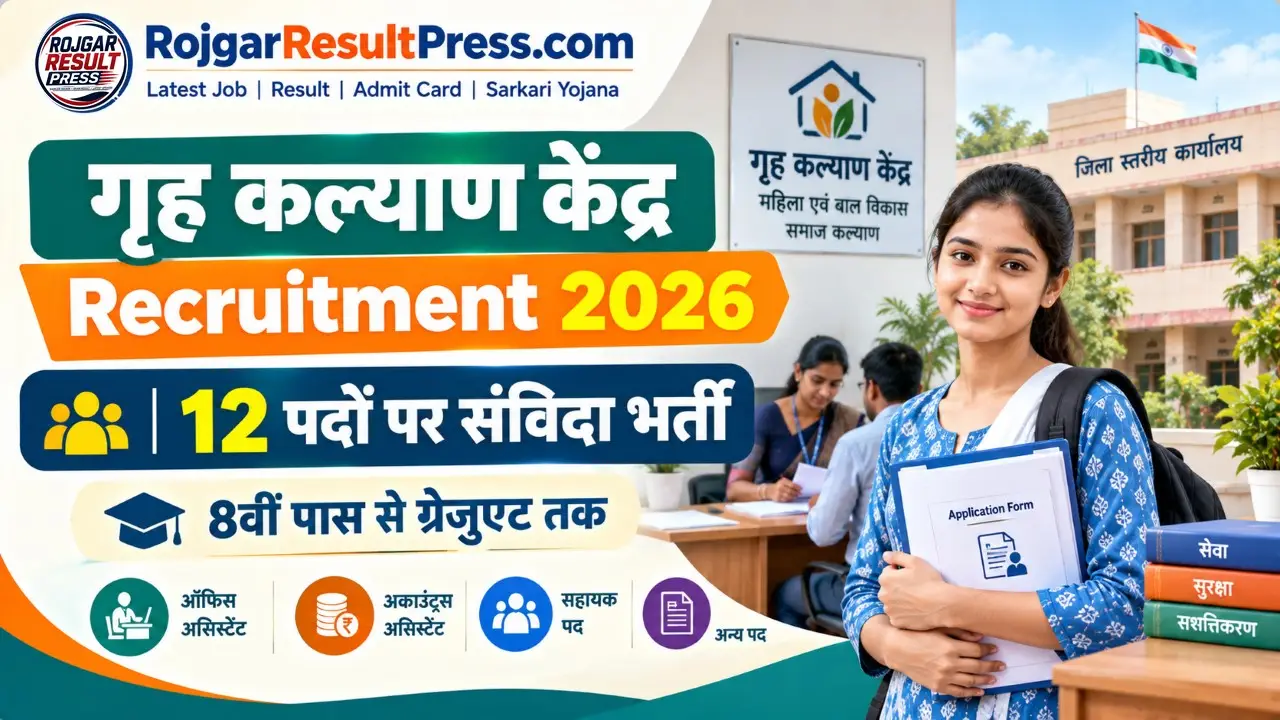 Grih Kalyan Kendra Recruitment 2026: 8वीं पास से ग्रेजुएट तक के लिए 12 पदों पर संविदा भर्ती
