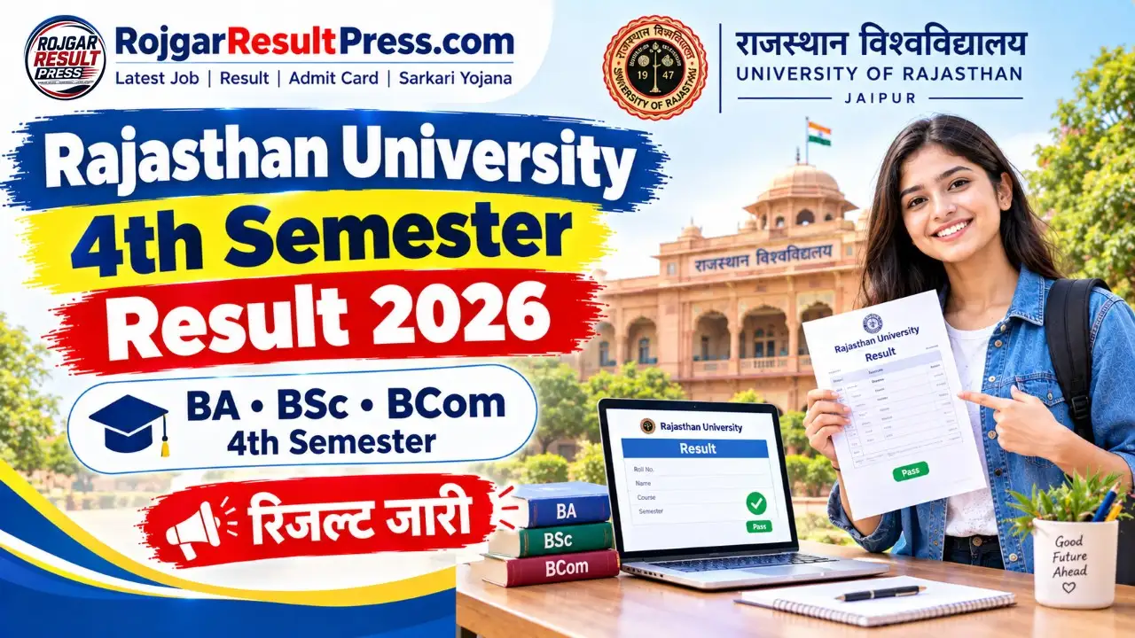 Rajasthan University 4th Semester Result 2026: राजस्थान यूनिवर्सिटी BA, BSc, BCom 4th Semester रिजल्ट जारी